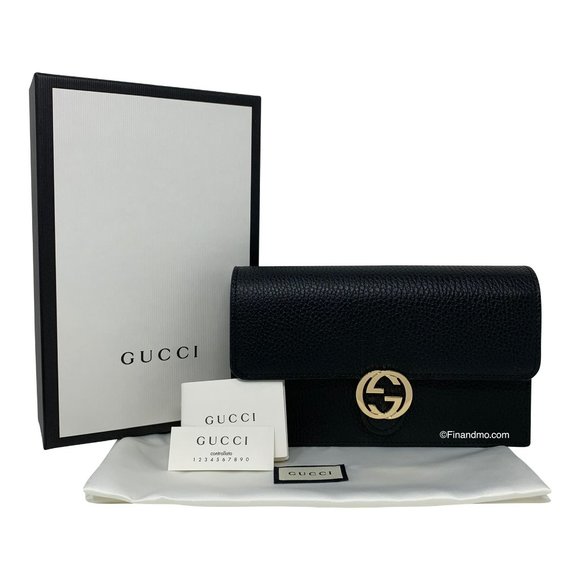 NEW Gucci Black Interlocking G Clutch Wallet On Chain Crossbody Shoulder Bag - Picture 12 of 12